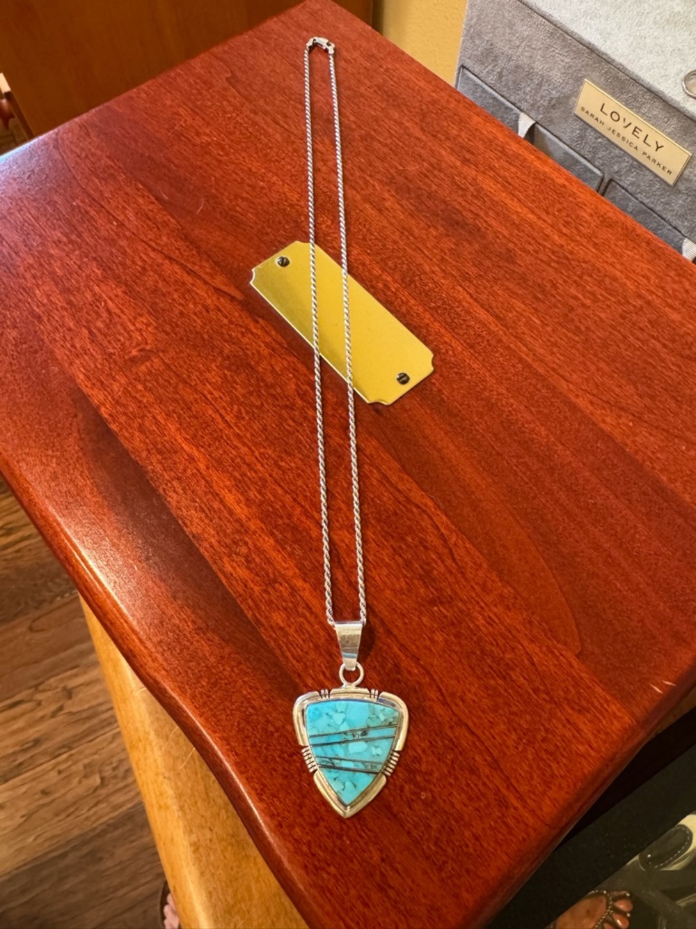 💥 For Traci! Navajo Artisan Steve Francisco 925 Turquoise Inlay Pendant Necklace